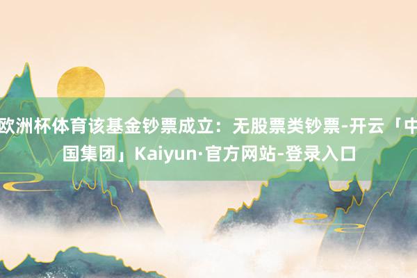 欧洲杯体育该基金钞票成立：无股票类钞票-开云「中国集团」Kaiyun·官方网站-登录入口