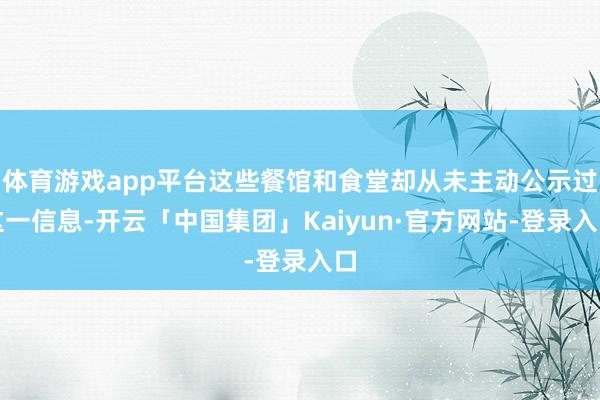 体育游戏app平台这些餐馆和食堂却从未主动公示过这一信息-开云「中国集团」Kaiyun·官方网站-登录入口