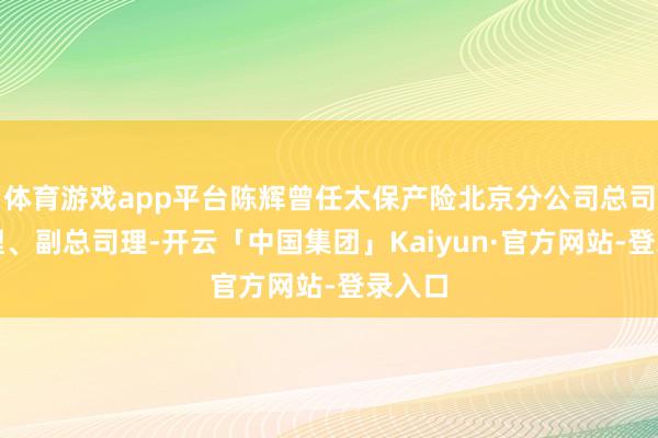 体育游戏app平台陈辉曾任太保产险北京分公司总司理助理、副总司理-开云「中国集团」Kaiyun·官方网站-登录入口