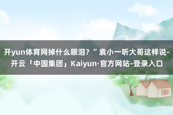 开yun体育网掉什么眼泪？”袁小一听大哥这样说-开云「中国集团」Kaiyun·官方网站-登录入口